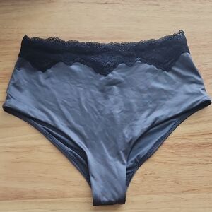 SKIMS Swim Bottom Lace High Waist Brief Gunmetal XS #17